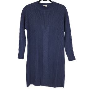 Wrap London Long Sleeve Heavy Knit Wool Blend Blue Sweater Dress Size 8